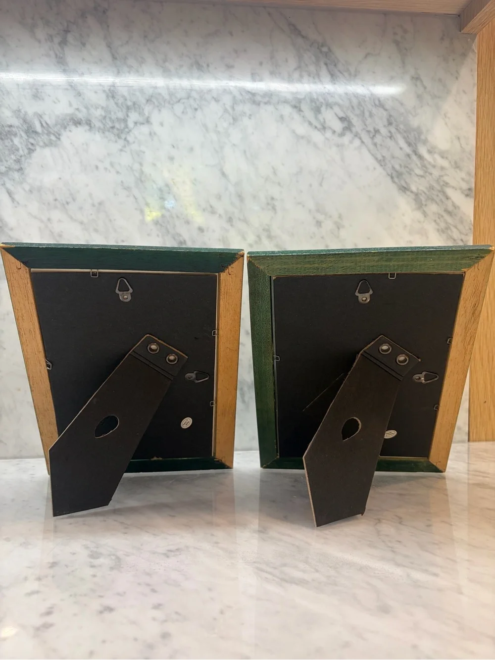 Set of 2 Vintage Style Green Wood Picture Frames Girl Floral Portrait 5x7